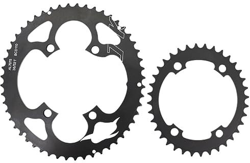SHUNMIN Kettenblatt Rennrad Kettenblatt 110bcd 4 Schrauben Oval Rund 2X Kettenblatt Doppelt 52t 36t FahrradkettenbläTter(Oval 52-36T)
