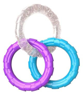 Rubber 3-Ring Tug Dog Toy, Dogs Chew Toy for Aggressive Chewers Flying Discs for Small Medium Breeds Training Ring, Floating Dog Ring Toys for Throwing Catching Flying Lightweight Puppy Toy (Blue)