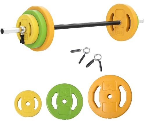 HOMCOM Hanteln Set 20kg Einteilig Hantelset aus Metall Kurzhanteln mit Verbindungsrohr Rutschfester Griff Langhanteln Workout Hantel Gewichte Dumbbell Set für Zuhause