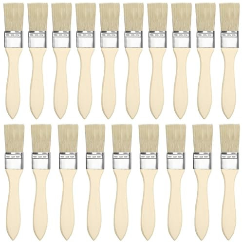 20 PCS 1 Inch Paint Brush - Cheap Paint Brushes, Small Paint Brushes for Walls and Furniture - Durable Bristle Decorating Brush for Paint, Stains, Varnishes and Glues - Ideal for DIY and Detail Work
