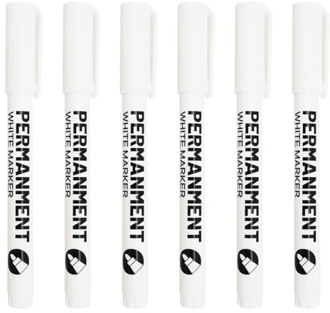fKiZanthene White Marker Pen, 6 Pcs Permanent Markers Quick Dry Waterproof Markers for Fabric, Kitchen & Garden​