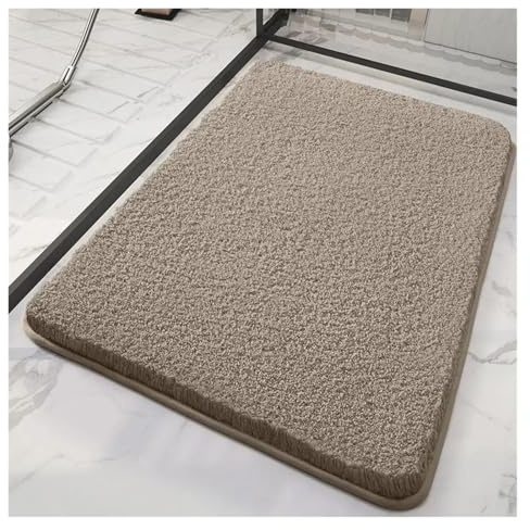 Tappetino da bagno in microfibra spessa, morbido al tatto, per piedi da bagno, per WC, per vasca da bagno, con fondo antiscivolo.(Coffee,60CMx90CM)