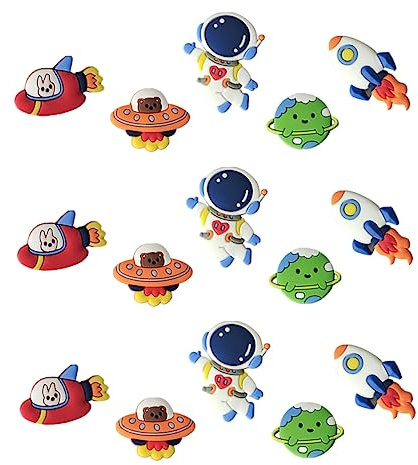 FRCOLOR 15 Stück Weltraum Torten Deko Teiliges Astronauten Kuchen Ornament für Geburtstagsfeiern Essbare Kuchendekoration aus Sicherem Material Themen Dekoration für Jungen und Mädchen