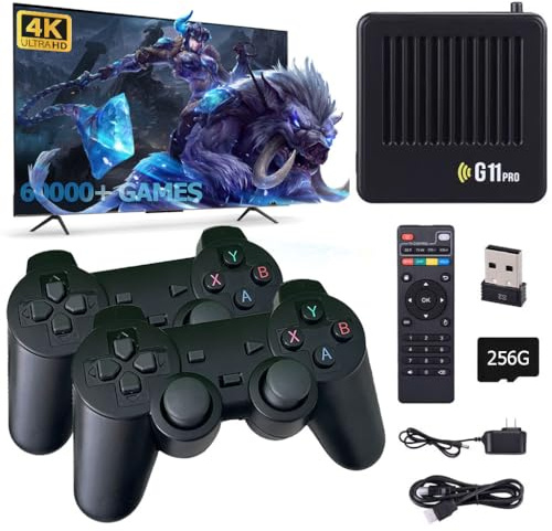 LAISHUNN G11 Pro Game Box, 2.4G Wireless Dual Controllers, 60,000+ Retro Games, 40+ simulators Plug & Play (256G)