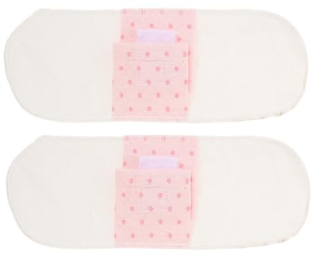 DECORNIJIA 2 Piezas Compresas Menstruales Lavables de Algodón de Color Claro para Uso Nocturno Unidades para Flujo Abundante Suaves y Transpirables
