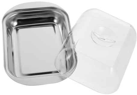 HIAKDOFT Mantequillera de Acero Inoxidable con Tapa Redonda Plato para Mantequilla y Queso Almacenamiento Seguro para Cocina y Restaurante Colores Surtidos