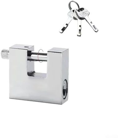babominimer Lucchetto a forma di D resistente con 3 chiavi, in lega di zinco temprato e cromato, design ad arco girevole, serratura antifurto impermeabile per contenitori, garage Doo (40 mm)