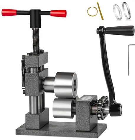 Plieuse à anneaux en métal, cintreuse manuelle pour bijoux, appareil à manivelle plier les anneaux, idéale pour la fabrication de bijoux et le façonnage de divers bijoux en métal.(Gray,Steel)