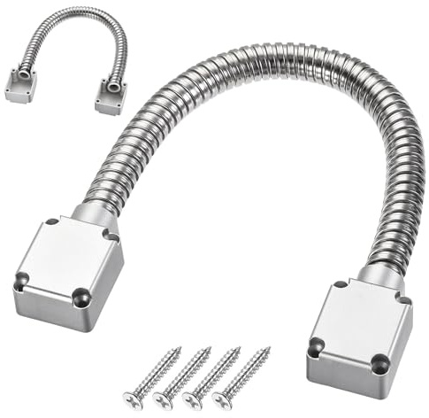 Flexible Door Loop Wire Protection Sleeving, Door Wire Conduit, Power Transfer Loop, Armored Cable Protector Sleeve with Ends, Protect for Exposed Mounting Access Control(400mmx16mm)