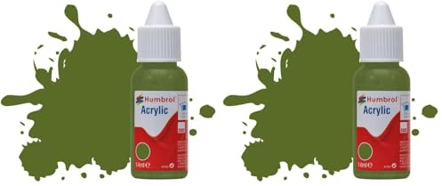 Humbrol Acrylic Paint No.88 Deck Green Matt dropper bottle,14ml (Pack of 2)
