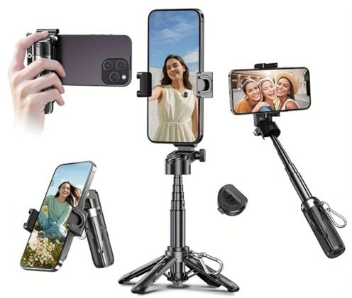Klype Trépied-Grip Snappro Selfie Stick Trépied Bluetooth Extensible Smartphone Portable avec Télécommandeet Support pour Vidéo & Voyage(Noir)