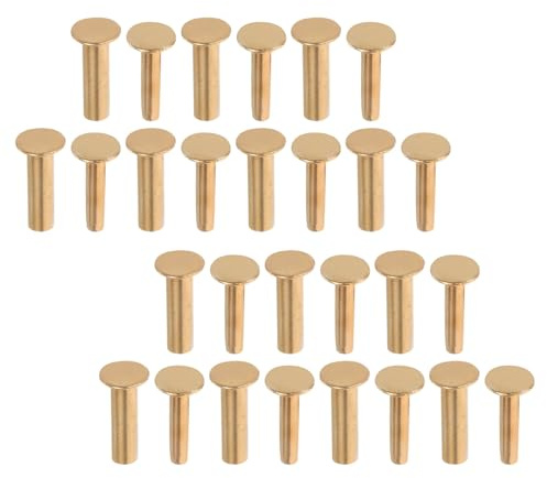 IWOWHERO 20 Pares Remaches de Cobre para Mangos de Cuchillos 4 Mm X 1,6 Cm Fijación Segura para Fabricación de Cuchillos Bricolaje y Reparación en Cocina Profesional