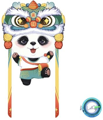 ZNQNDSR Panda-Löwentanz-Drachen für Erwachsene, einleiniger Outdoor-Flyer mit Gitterstoff, Glasstab, einfacher Montage und Rolle für den Strandpark(String 984ft,39x72in)