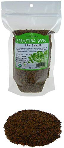 Handy Pantry Organic Salad Sprouting & Microgreens Mix – 1 LB – Non-GMO, High-Germination Blend of Alfalfa, Broccoli, Lentil, Mung Bean & Radish Seed – Fresh, Crisp Sprouts & Nutritious Micro Green
