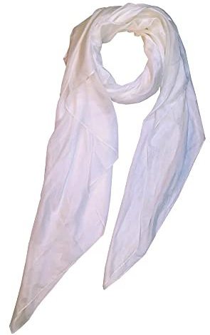 SeaBright Damen Schal Tuch 100% Seide Seidenschal Chiffon Paj dünn leicht transparent 4 Momme SC-S-MX-1410-18 Weiß