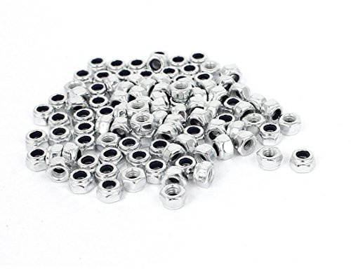 sourcing map M3 x 0,5 mm verzinktes Selbsthemmung Sechs Nyloneinsatz Sicherungsmutter 100Stk