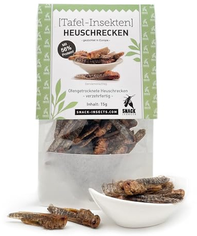 SNACK insects Essbare Heuschrecken 15g – Locusta migratoria – ganze geröstete Speiseinsekten – proteinreicher Snack & Kochzutat – verzehrfertig