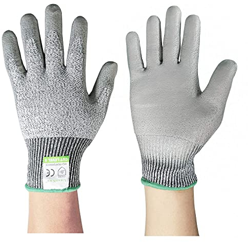 UrsoKuz Schnittfest Handschuhe Full Größen - CE EN388 zertifiziert, Schutzbekleidung Level 5 Schutz, anti-slash Sicherheit Handschuhe für Küche, Garten und Baustelle, Größe S/M/L/XL, 9(L)