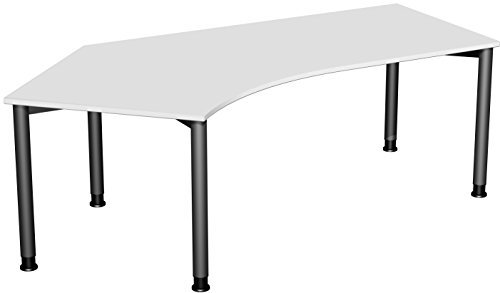 Gera Möbel 4 Fuß Flex Schreibtisch, Holzdekor, lichtgrau/anthrazit, 216.6 x 113 x 72 cm