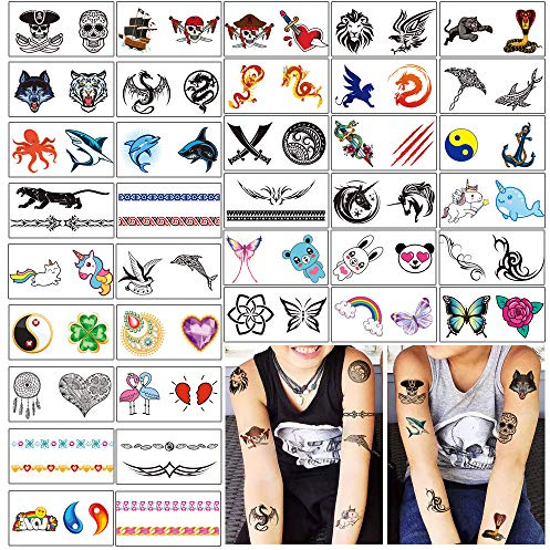 Yazhiji 36 Sheets Temporary Tattoos for Kids Boys Girls Adults Great Party Favors and Decorations