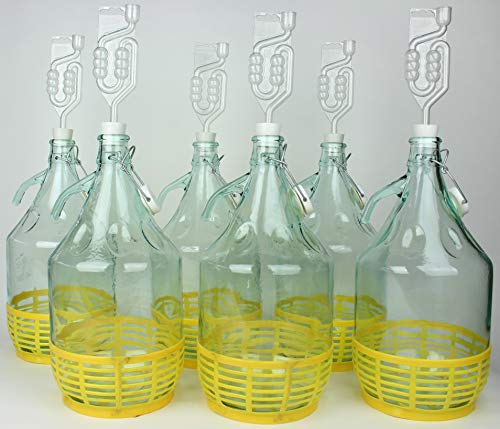 WysKonT - Juego de 6 Globos de Cristal de 5 litros con Cierre de Clip, para Vino