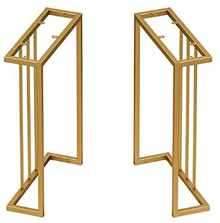 WFENG 2xTischkufen/Tischgestell,DIY Metall Industrie Tisch Beine Tischfüße zum Essen/Kaffeetischbeine/Büro-möbelbeine/golden / L60×W18×H70cm