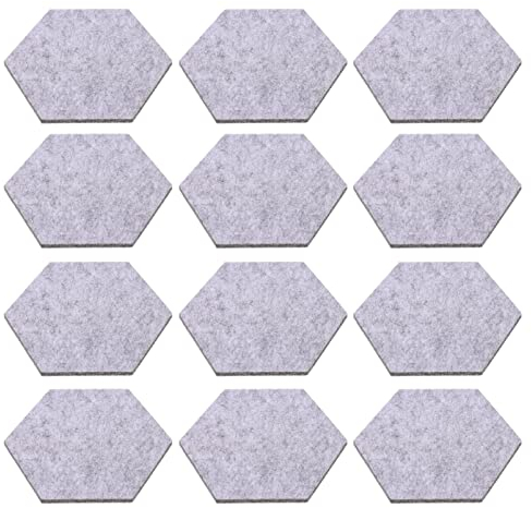 Amosfun Filz Pinnwand Sechseck Memoboard Aufkleber Selbstklebend Grau 12 Stück Multifunktional Foto Memo Planer Bild Filztafel Kinderzimmer Büro Zuhause Küche Wanddekoration