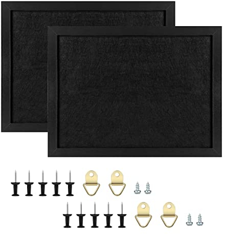 Okydoky 2 Stücke 28 * 37 * 2cm Schwarz Pinnwand mit Holzrahmen, Memoboards, Filz Pinnwand mit Stecknadeln für DIY Dekoration, Filzboard für Küche und Büro, Schule und Haus(BK,2pcs).DE