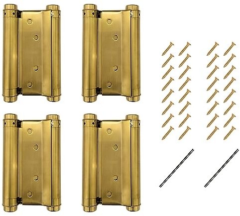 Lot de 2 paires de charnières de porte en laiton double action en acier inoxydable à fermeture automatique réglables (126 mm)