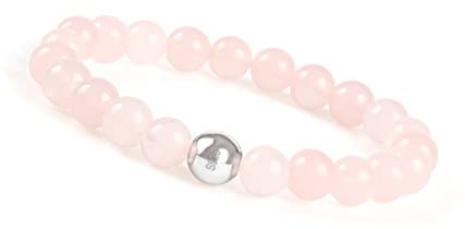 GD GOOD.designs Bracciale con perle di diaspro e Quarzo Rosa – Pietra naturale, Chakra, elastico, per uomo e donna