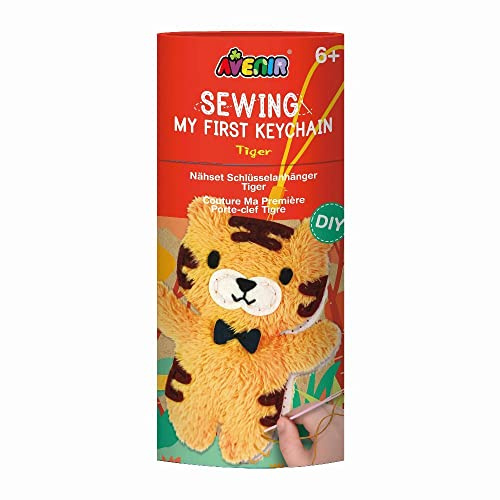 Avenir 6301637 DIY Nähset, Sewing Schlüsselanhänger Tiger, Bastelset für Kinder, Kreativset, ab 6 Jahren