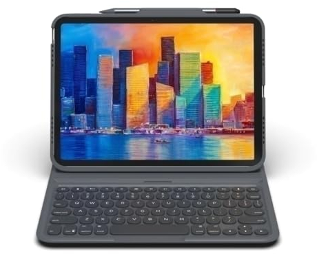 ZAGG Teclado Pro Keys y Funda Desmontable Compatible con Apple iPad de 10.9 Pulgadas, retroiluminado, Duradero, Ligero, Apto para Viajes, Bluetooth, Gris/Negro, (inglés británico)