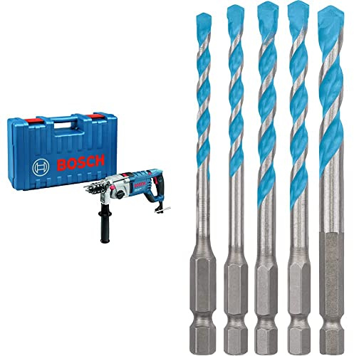 Bosch Professional Schlagbohrmaschine GSB 162-2 RE (inkl. Zusatzhandgriff, im Handwerkerkoffer) + 5x Expert HEX-9 MultiConstruction Bohrer Set (für Beton, Ø 4-8 mm, Zubehör)