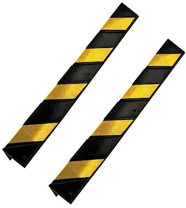 2X Hartgummi Rammschutz Warnprofil mit Reflektor 80x10cm für Tiefgaragen, Baustellen, Carports, niedrige Durchgänge, Trittstufen, als Parkplatzbegrenzung UVM.