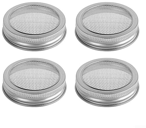Emiif 4 Stück Edelstahl-Sprossen-Deckel für Keimgläser, wachsen Sie Ihre Lieblingsspeisen in Ihrem Zuhause, Gewürzsieb, 70 mm