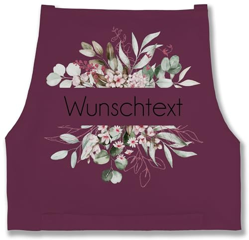 Schürze - Aufdruck selbst gestalten - Wunschtext I Geschenk personalisiert I Geschenk Weihnachten - 85x69 - Aubergine - kochschürze bedrucken lassen personalisierte blume schürzen