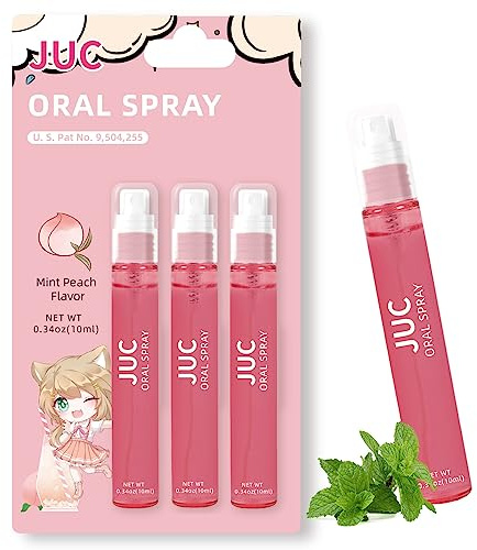 3 Count Mint Breath Spray Mouth Spray Breath Freshener Oral Care for All Ages 0.33OZ (10ML) Mint Peach Flavor