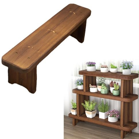 Banco de jardín para exteriores, banco de madera de 60/90/120/150 cm de ancho, 20 cm de alto, 15/25/35 cm, impermeable y resistente al sol, silla de entrada de madera natural, soporte para flores