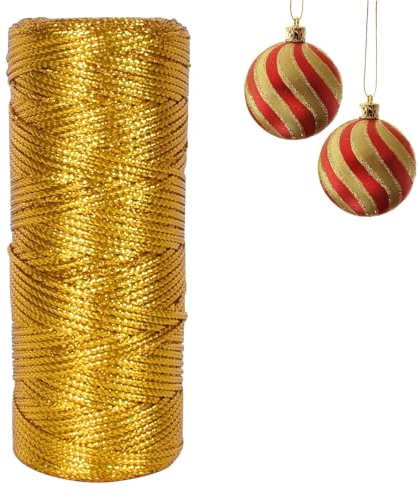 Cordón Metálico 100m, Hilo Dorado Metalizado para Crochet y Manualidades, Cuerda De Hilo para Embalaje De Regalo, Decoración, Bricolaje Joyas
