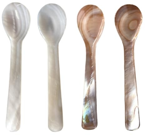 Kaviarlöffel,Asudaro Eierlöffel Handarbeit,für Kaviar-Servieren, Eier-Servieren, Catering-Deroration 2 Stück Perlmutt Löffel 11CM