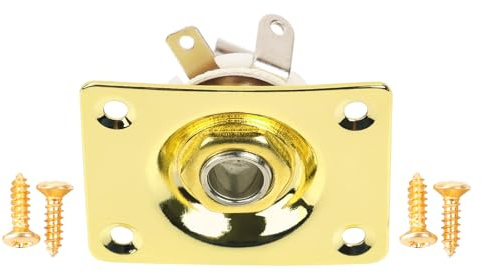 Banworks Rectangular Metal 6.35mm (1/4) Output Jack Plate Curved Base Bottom Input Jack Socket For Epiphone EPI LP Les Paul Electric Guitar Parts Accessories JT/CK-02 Golden