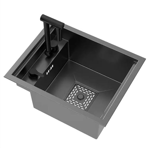 Küchen Verstecktes Waschbecken Mit Abdeckung Kleines Edelstahl-Einzelwaschbecken Für Café-Bar Unterbauwaschbecken Für Die Küche Zu Hause Platzsparendes Waschbecken Küchenspülen(32 * 39 * 22cm)