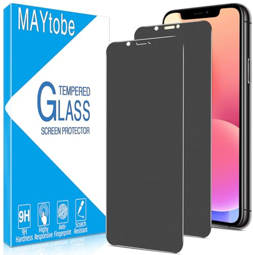 MAYtobe Matt Panzer Sichtschutz Glas für iPhone 11, iPhone XR Folie | 2 Stück Volle Abdeckung Displayschutzfolie, Anti Spy, Blendfreies, 9H Härte, Anti-Kratzen