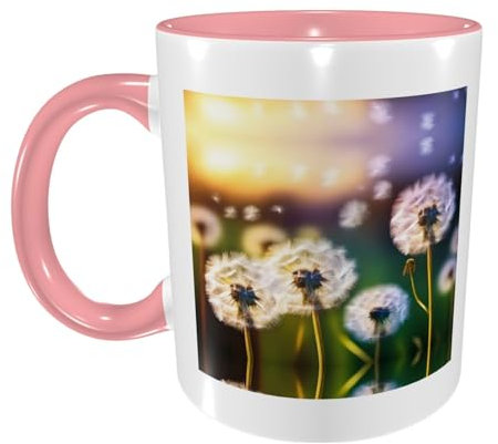 PHAYAH Tazza da caffè in ceramica da 325 ml, regalo per moglie, festa della mamma, regalo di compleanno per bere tè, bevande caffè e cacao caldo con fiori di tarassaco