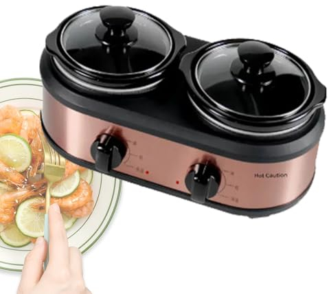 Olla De Cocción Lenta Multifuncional Y Confiable, Olla Desmontable/1.2L*2 De Gran Capacidad/3 Niveles De Ajuste De Fuego, Aparato De Cocción Eléctrica Liviana