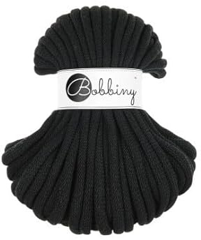 Flechtkordel Jumbo - 9mm - Baumwollkordel Baumwollgarn Garn Kordel Makramee Schnur Kordelband Natur Baumwolle DIY-Basteln 30m - Black