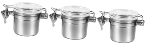 Alipis 3pcs Airtight Stainless Steel Tea Canister Food Storage Jar Lid for Coffee Beans Sugar and and Insect Kitchen Essential