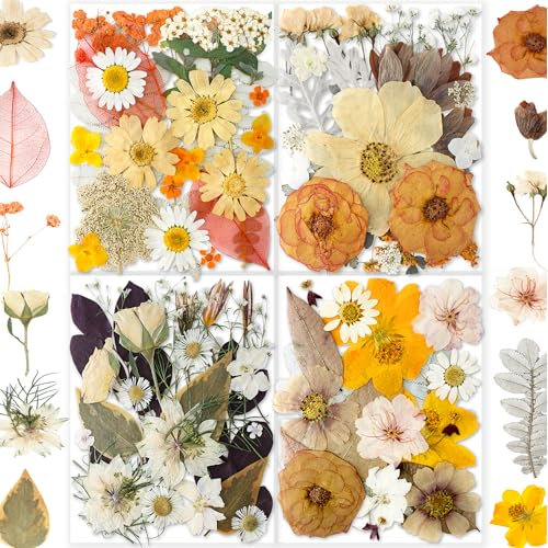YouthBro 148PCS Dried Pressed Flowers for Resin Real Nature Flowers Herb Set for Christmas DIY Candle Soap Vase Making Nail Card Scrapbook Art Craft Floral Decors Boho Style