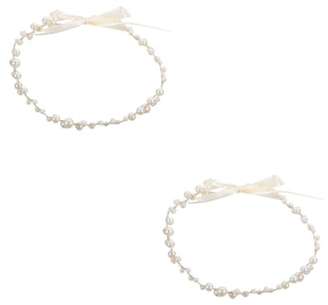 Healeved 2stücke Braut Haarschmuck Mit Perlen Haarband Für Hochzeiten Haaraccessoire Für Bräute Brautjungfern Und Blumenkinder Goldene Hochzeitsfrisur
