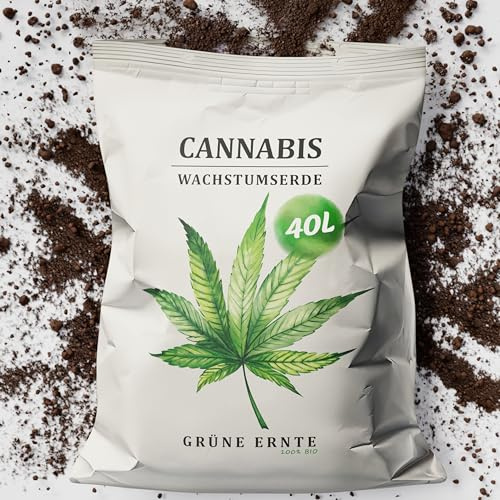 Grüne Ernte Hanf Erde - Bio Grow Erde für Indoor & Outdoor - 40L mit Perlit für optimales Wachstum